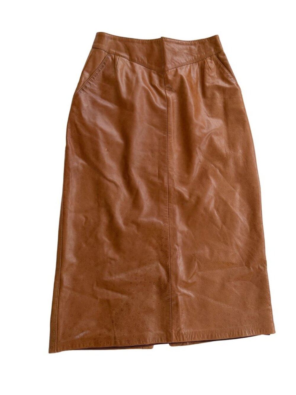 DMD Dita Martin Design Leather Skirt Vintage 80s Cognac Brown Midi
